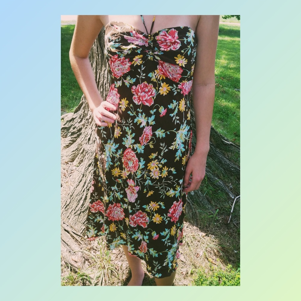 Shoshanna Silk Floral Halter Dress